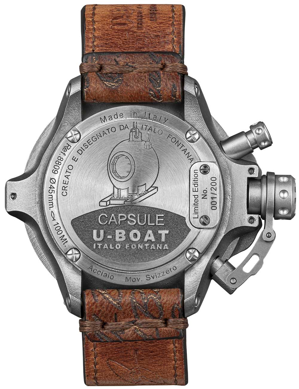 U-Boat 8809 Capsule 45 mm SS BK BE Automatisk